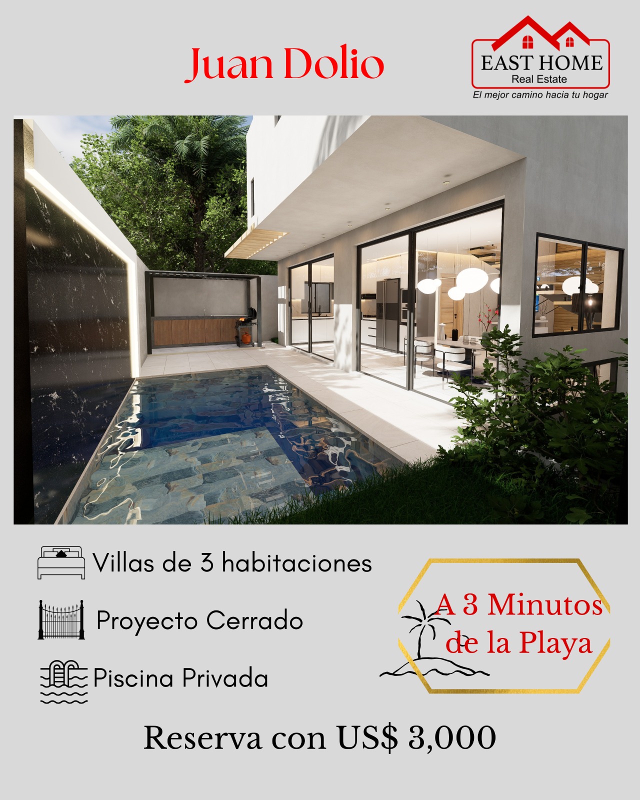 Piscina privada de villa en Juan Dolio
